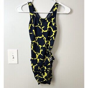 Speedo Size 6/32 Women's ENDURANCE Competitive Swimsuit Navy & Gold